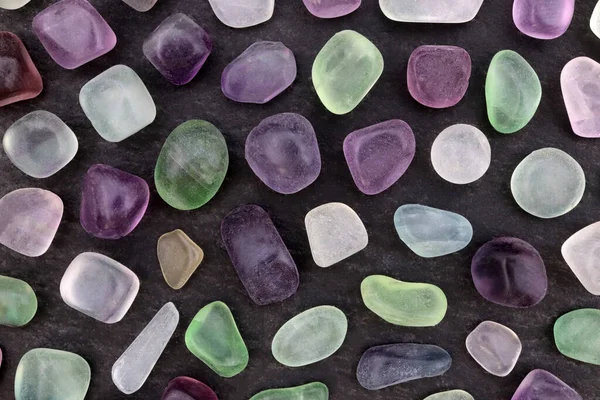 Fluorite Rare Jewel Stones Texture Black Stone Background — Stock Photo, Image