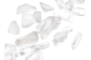 Clear kunzite heap up jewel stones texture on white light isolated background clipart