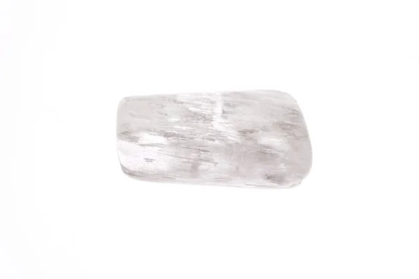 白光孤零零的背景上清晰的Kunzite宝石质感 宏观特写 — 图库照片
