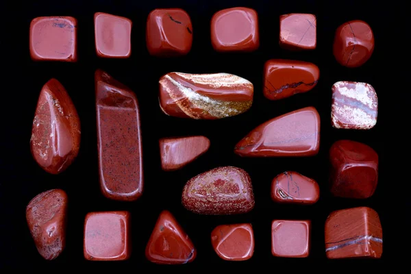 Red Jasper Ritka Drágakő Textúra Fekete Háttér — Stock Fotó