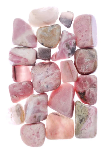 Rhodochrosite Heap Juvel Stenar Fyllda Konsistens Vitt Ljus Bakgrund — Stockfoto