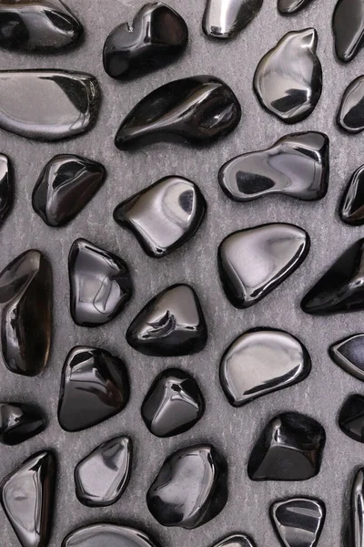 Obsidian Rzadki Klejnot Kamienie Tekstury Czarnym Tle Kamienia — Zdjęcie stockowe