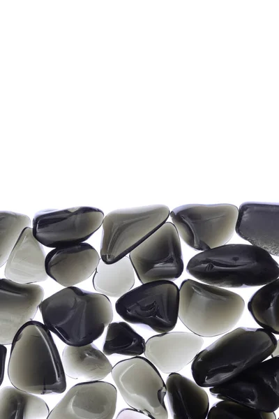 Obsidian Heap Jewel Stones Texture Half White Light Isolated Background — Stock Photo, Image