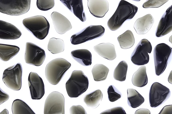 Obsidian Rare Jewel Stones Texture White Light Isolated Background — Stock Photo, Image