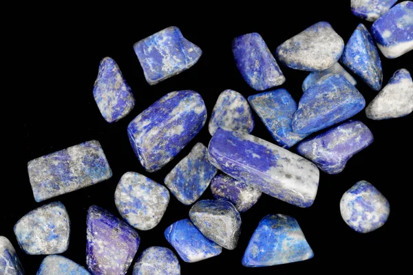 Lapis Lazuli Σωρός Μέχρι Κόσμημα Πέτρες Υφή Μαύρο Φόντο — Φωτογραφία Αρχείου