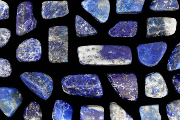Lapis Lazuli Rare Jewel Stones Texture Black Background — Stock Photo, Image