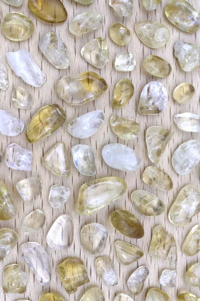 Citrina Piedras Preciosas Raras Textura Sobre Fondo Madera Barnizada Luz — Foto de Stock