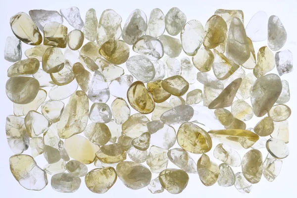 Citrine Heap Jewel Stones Texture White Light Background — Stock Photo, Image