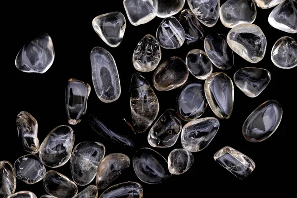 Smoky Quartz Heap Jewel Stones Texture Black Background — Stock Photo, Image