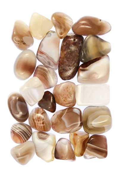Persian Agate Heap Jewel Stones Texture White Light Background — Stock Photo, Image