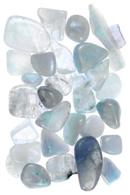 Aquamarine heap jewel stones texture on white light background