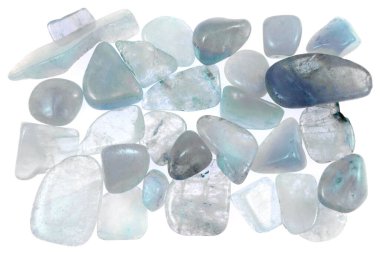 Aquamarine heap jewel stones texture on white light background