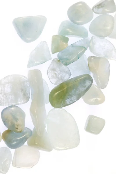 Aquamarine Heap Jewel Stones Texture White Light Background — Stock Fotó