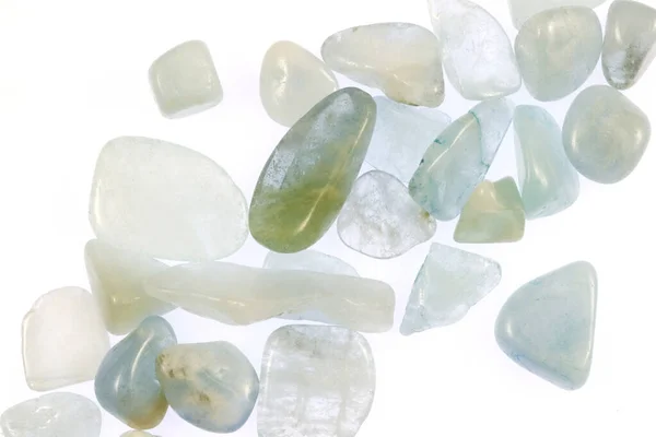 Aquamarine Heap Jewel Stones Texture White Light Background — Foto de Stock