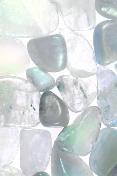 Aquamarine Heap Jewel Stones Texture White Light Background — Fotografia de Stock