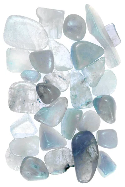 Aquamarine Heap Jewel Stones Texture White Light Background — Fotografia de Stock