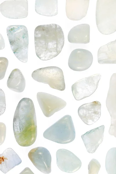 Aquamarine Rare Jewel Stones Texture White Light Isolated Background — Stok fotoğraf