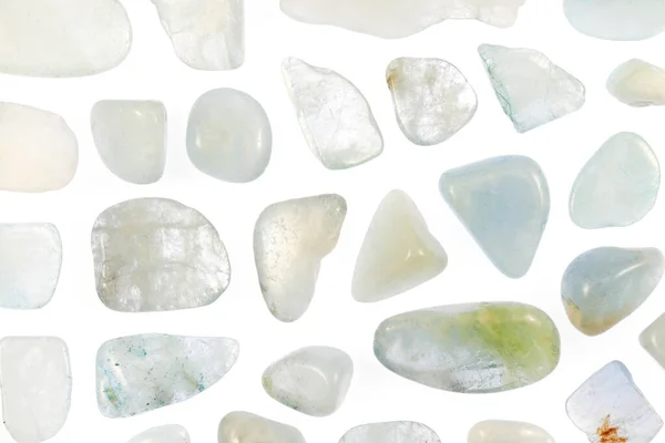 Aquamarine Rare Jewel Stones Texture White Light Isolated Background — Φωτογραφία Αρχείου