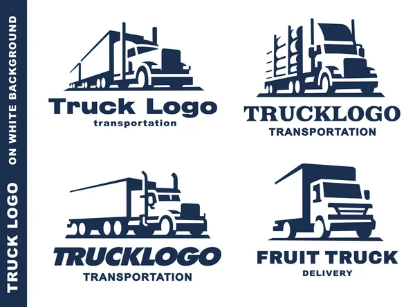 Logo set met truck en trailer. — Stockvector