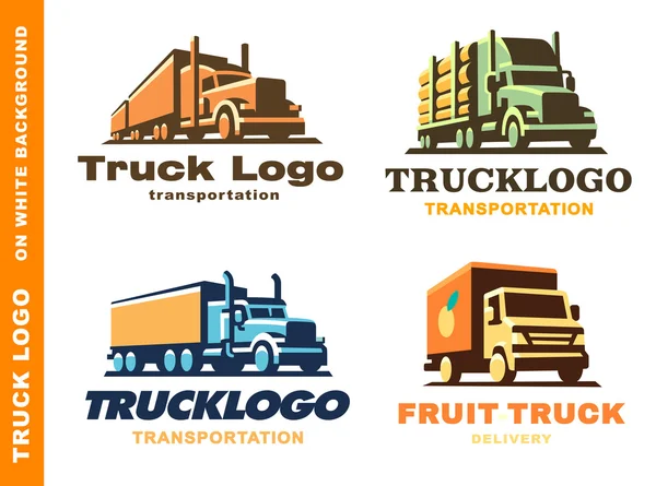 Set logo con camion e rimorchio — Vettoriale Stock