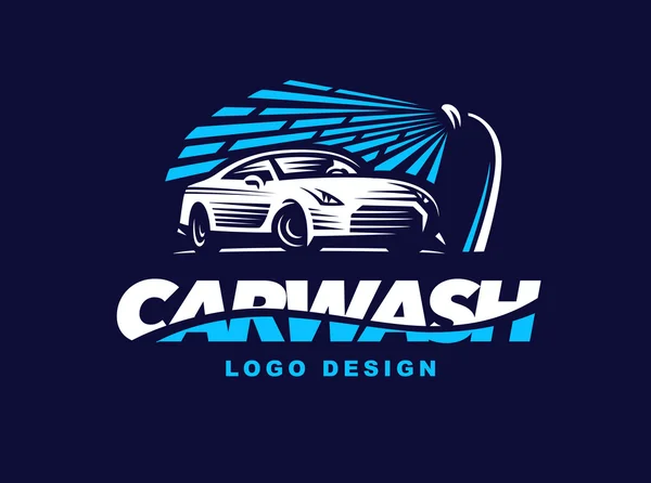 Πλύσιμο αυτοκινήτων λογότυπο σε σκούρο φόντο. — Διανυσματικό Αρχείο