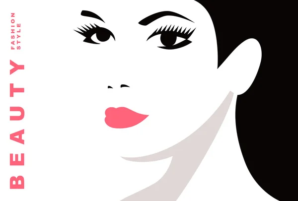 Girl with black hair. Beautiful female face — Stock Vector