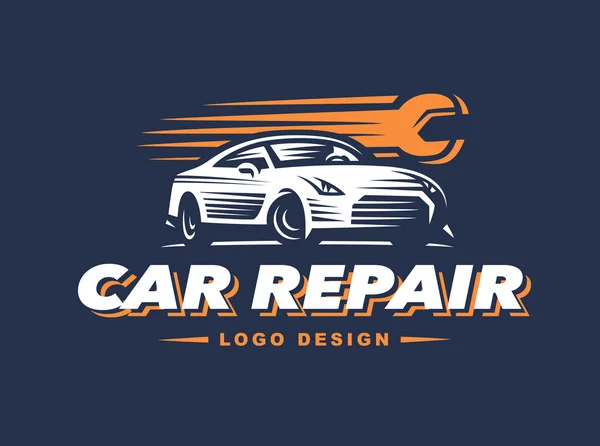 Logo auto reparatie op donkere achtergrond — Stockvector