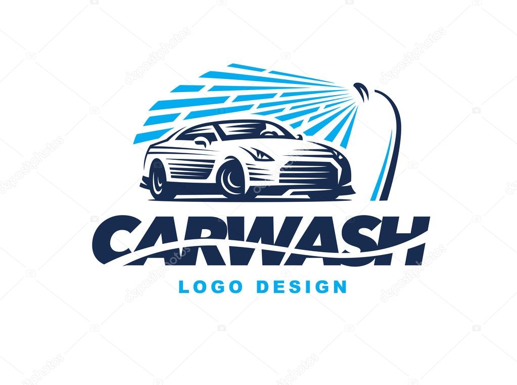 Logo design car wash on light background.