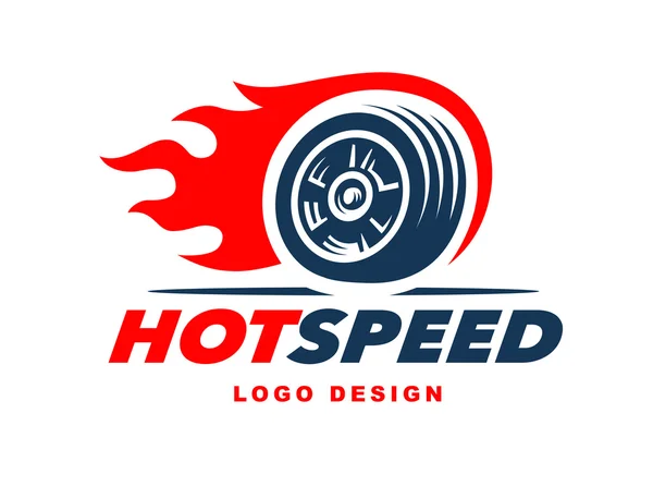 Rad-Logo. Schnelles Tempo mit feuriger Spur — Stockvektor