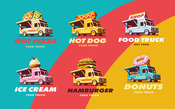 Set illustrations food truck