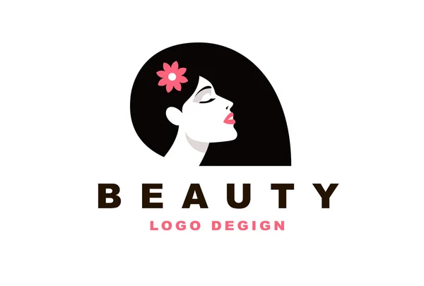 Logo brunette girl, Barber and fashion — Stock Vector