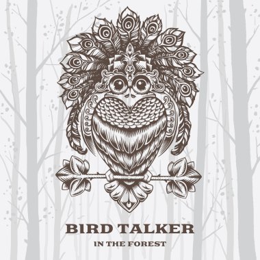 Vektör çizim kuş konuşan beyaz arka plan üzerinde.