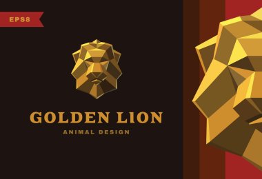 Vector logo. Golden Lion Polygon clipart