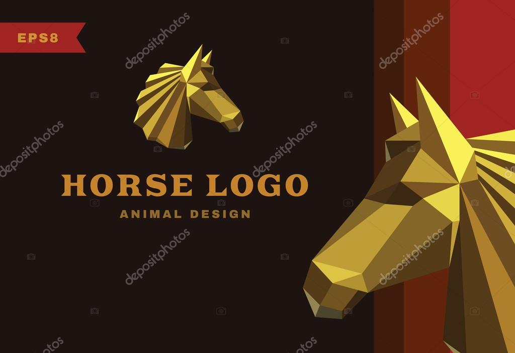 Vector logo. Golden Horse Polygon style icon