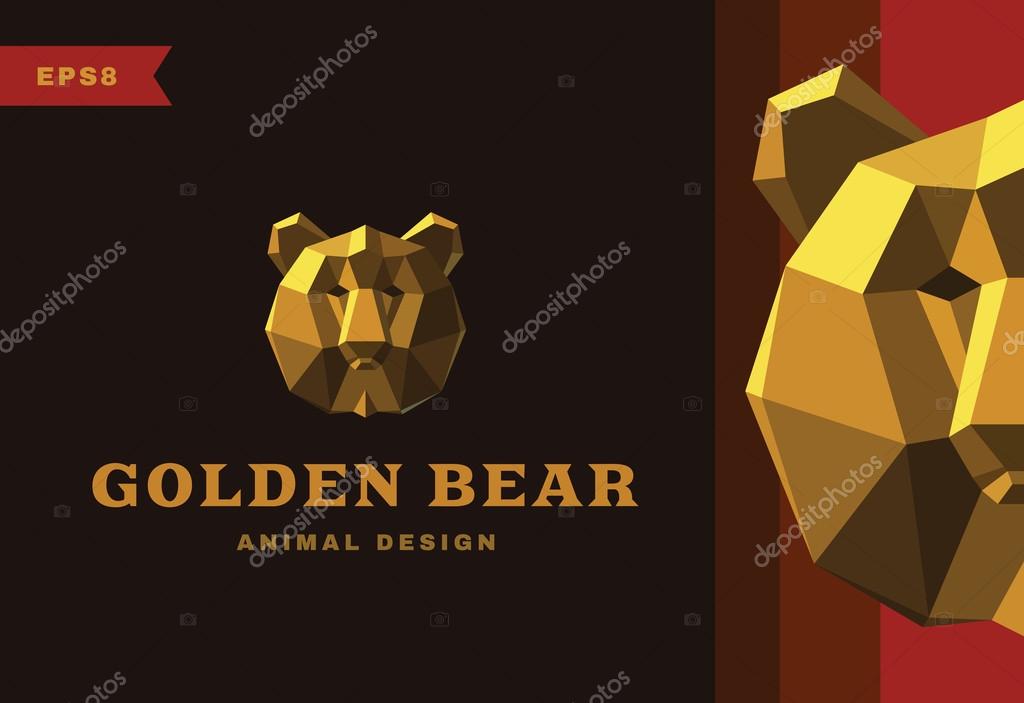 Vector logo. Golden Bear Polygon style icon