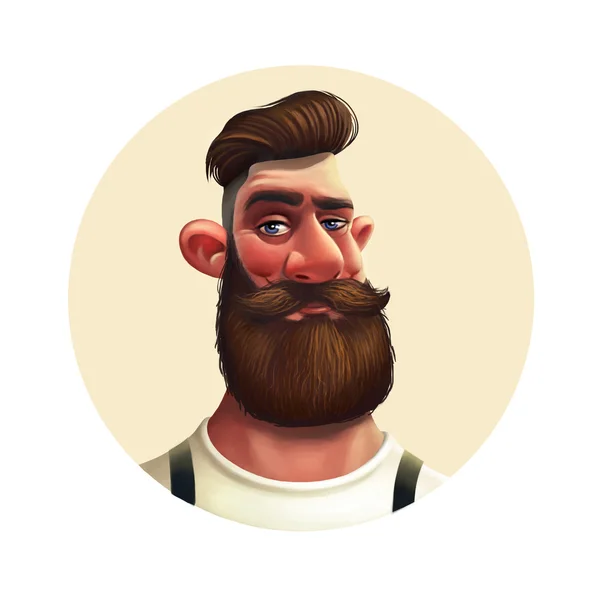 Charakter bärtiger Hipster. Illustration in einer Runde — Stockfoto