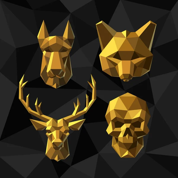 Vector illustration Golden animals Polygon style. — Stock Vector