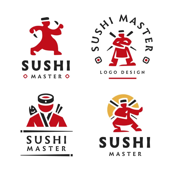 Master Sushi Logo ilustracja na białym tle — Wektor stockowy