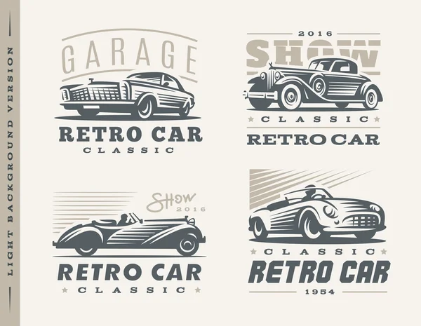 Ilustraciones de coches clásicos sobre fondo claro — Vector de stock