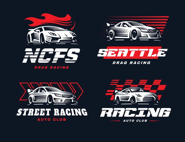 Ilustração do logotipo do carro esporte no fundo escuro . —  Vetores de Stock