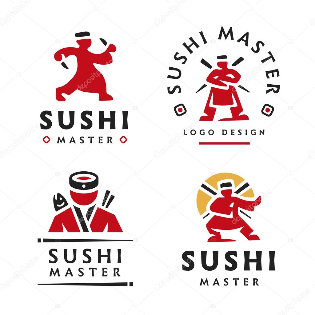 Master Sushi Logo illustration on the white background