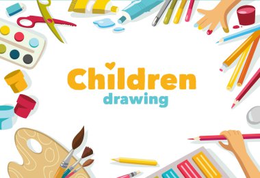 Renk arka plan, çizim çocuklar banner