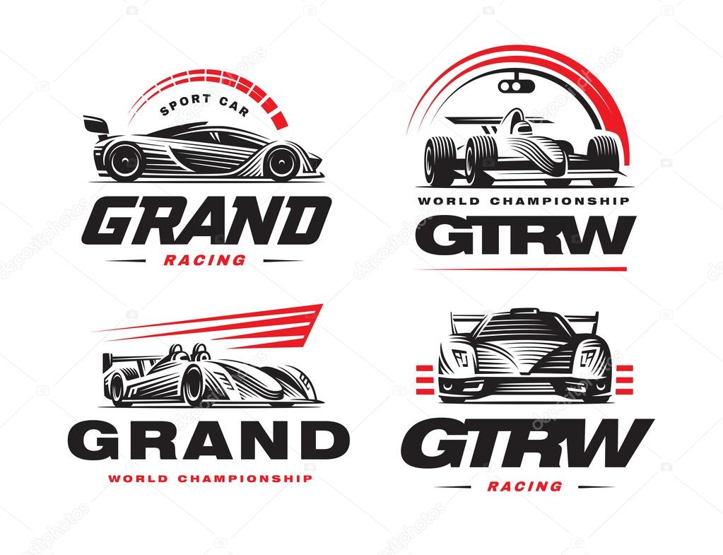 Sport cars logo set illustration on white background.