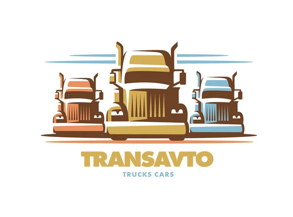 Логотип иллюстрационных грузовиков на белом фоне — стоковый вектор