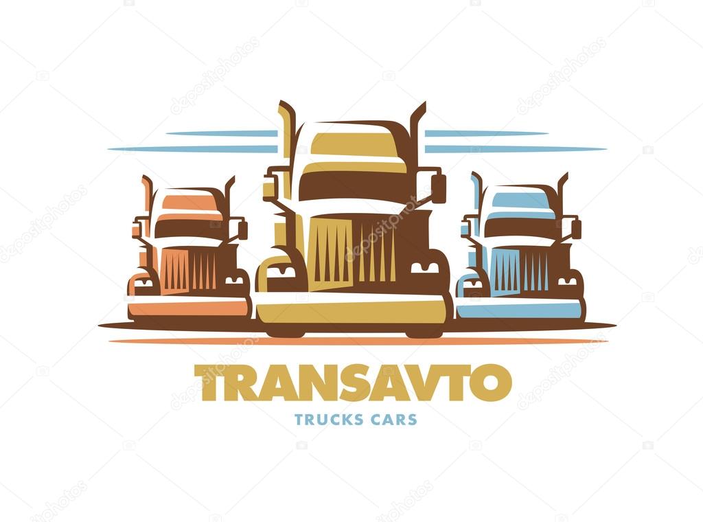 Logo illustration trucks, front view, white background