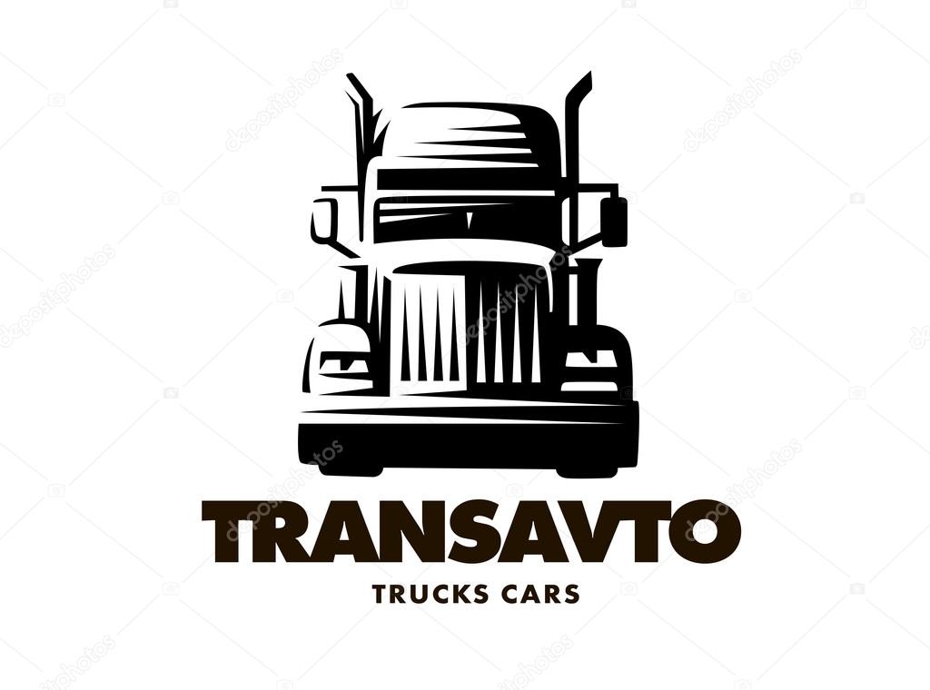 Logo illustration truck, front view, white background