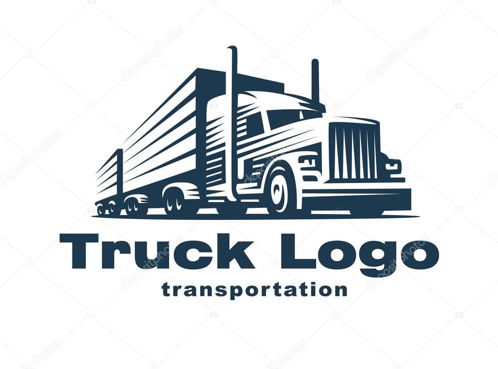 Logo illustration of a truck with trailer.