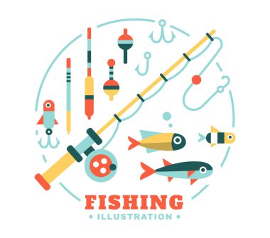 illüstrasyonlar Tema Fishing kümesi
