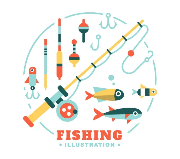 Serie di illustrazioni sul tema della pesca — Vettoriale Stock