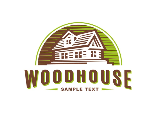 Logo casa de madeira no fundo branco — Vetor de Stock